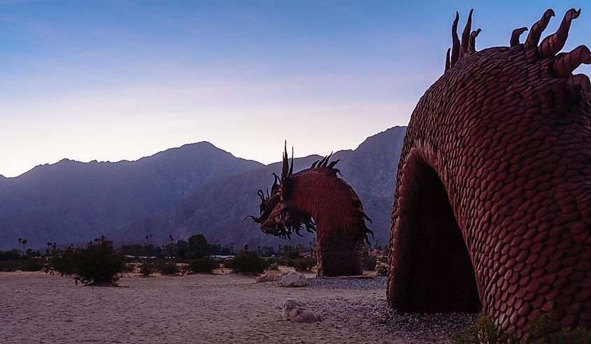 Anza Borrego State Park, California, Galleta Meadow, Serpent Sculpture.