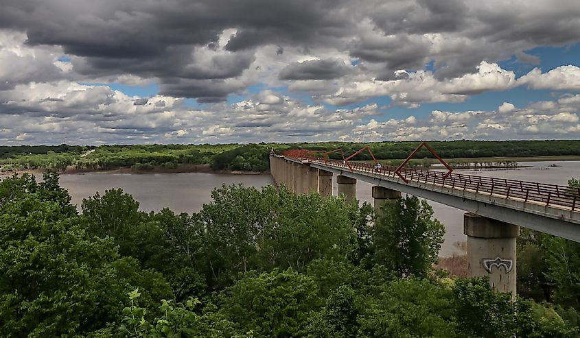 View of the High Trestle Bridge in Madrid, Iowa.