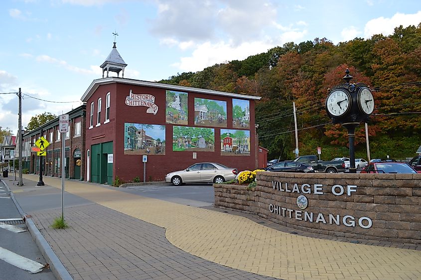 Chittenango's main street, New York. Image Credit Idawriter via Wikimedia.