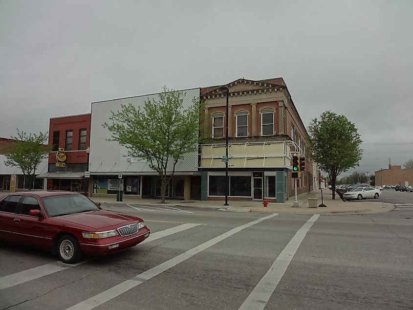 View of buildings in Great Bend, Kansas.