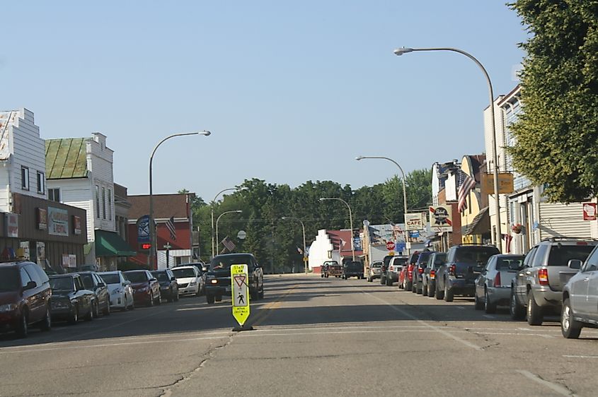 Looking north at downtown Amherst, Wisconsin.