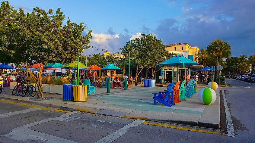 A vibrantly decorated street cafe in Lauderdale-By-The-Sea, Florida