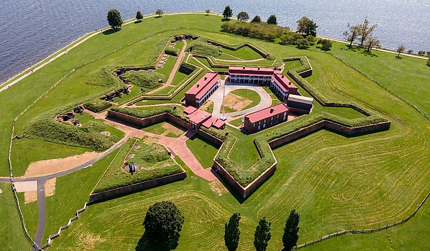 Fort McHenry from the air, Baltimore, Maryland.