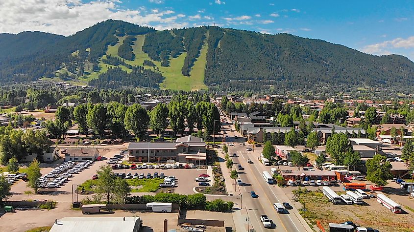 Aerial view of Jackson, Wyoming. Editorial credit: Steve Cukrov / Shutterstock.com