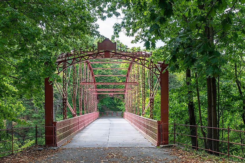 View over the wrought-iron Lover's Leap Bridge. 