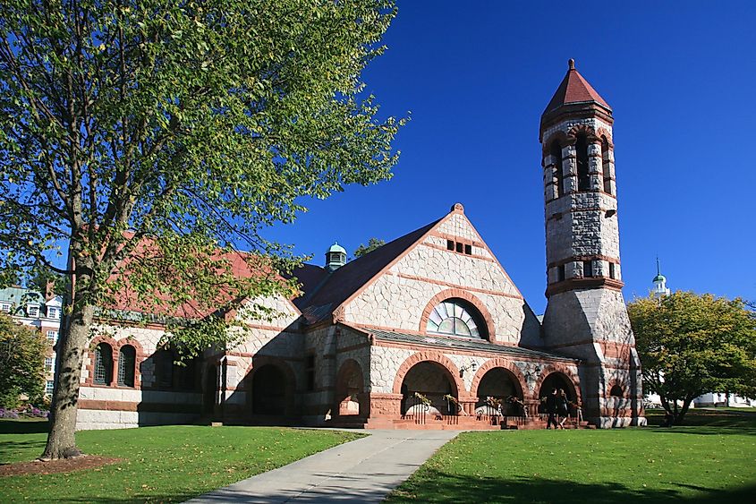 Rollins Chapel at Dartmouth College in early fall, Hanover, New Hampshire