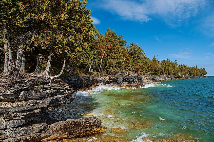 View of Whitefish Bay in Whitefish Dunes State Park.