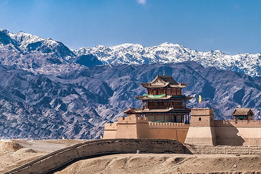 Tower of Jiayuguan Castle, the westernmost fortress of the Great Wall of China, located in Gansu Province, China.