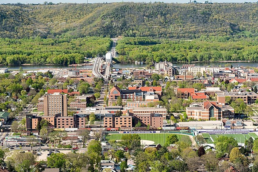 Bird's eye view of Winona, Minnesota.