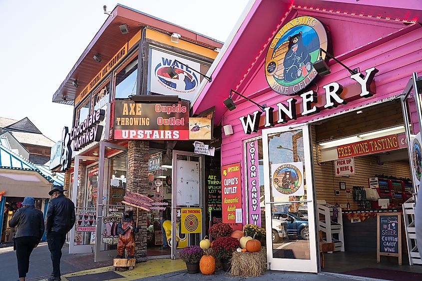 Downtown businesses in Gatlinburg, Tennessee