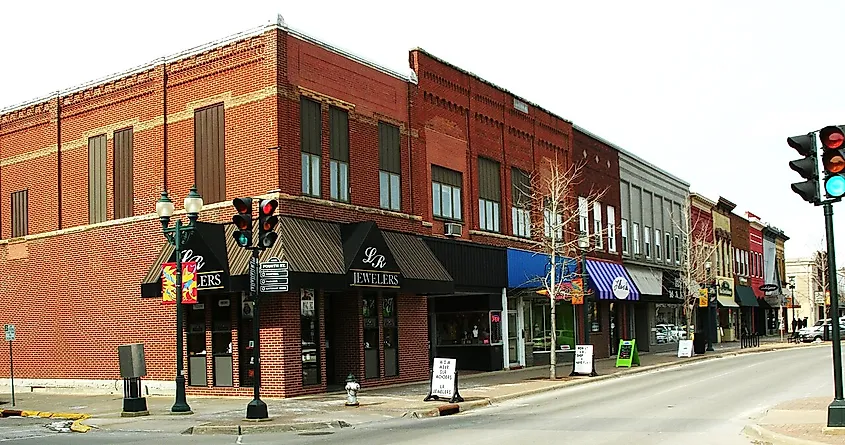 Downtown Main Street in Cedar Falls, Black Hawk County, Iowa