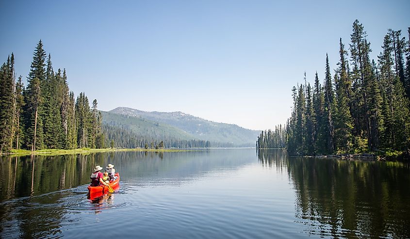 Kayaking on Upper Payette Lake in Idaho.