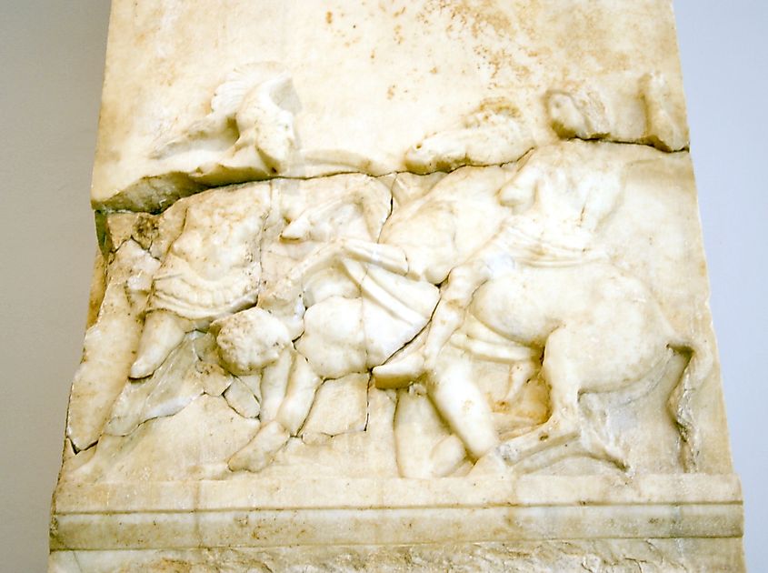 A funerary relief for Athenian footsoldier Panchares, who probably fell at the battle of Chaeronea.