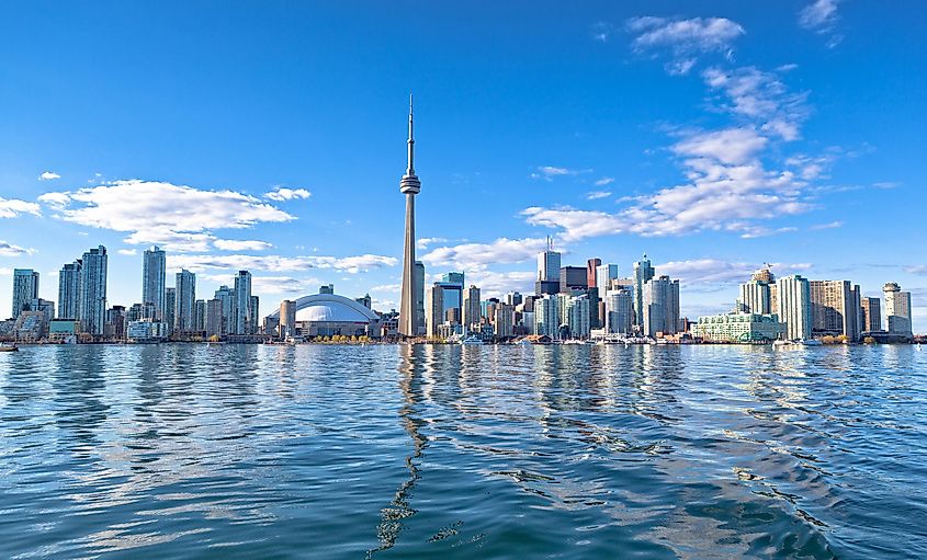 Toronto skyline on the shores of Lake Ontario.
