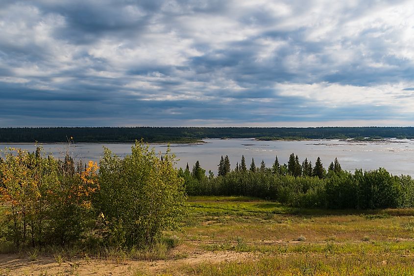 Rapids on Slave River near Fort Smith, Northwest Territories, Canada.
