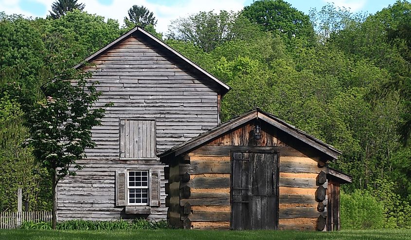 Abandoned houses of first settlers and early years miners in Lewisburg West Virginia USA.