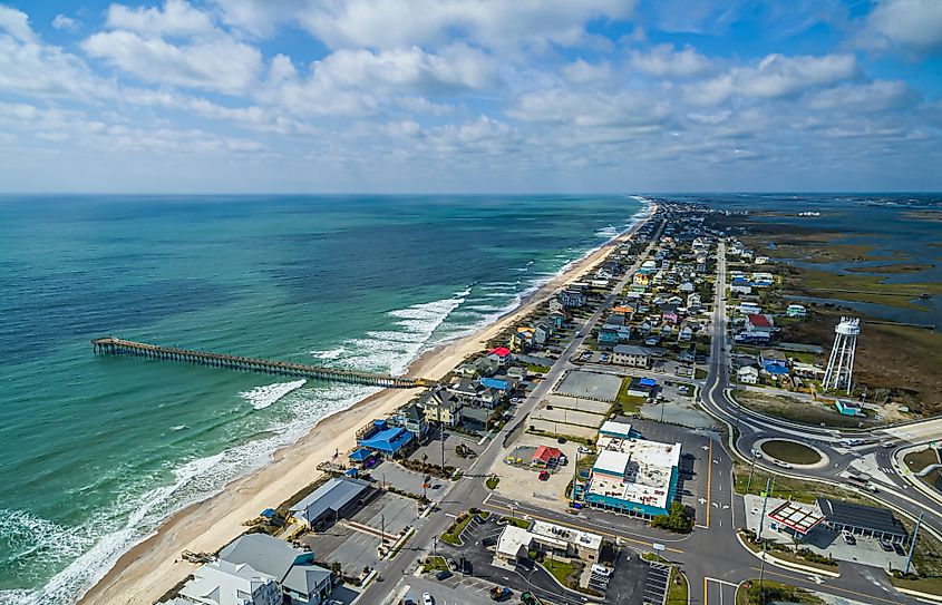 Aerial view of Surf City, North Carolina.