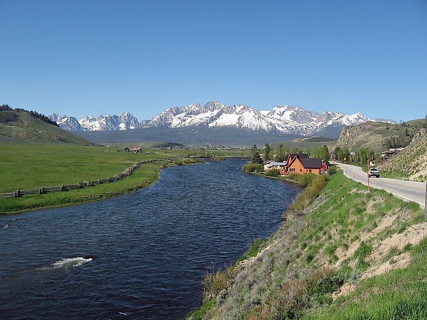 Salmon River & Sawtooths from Lower Stanley. 