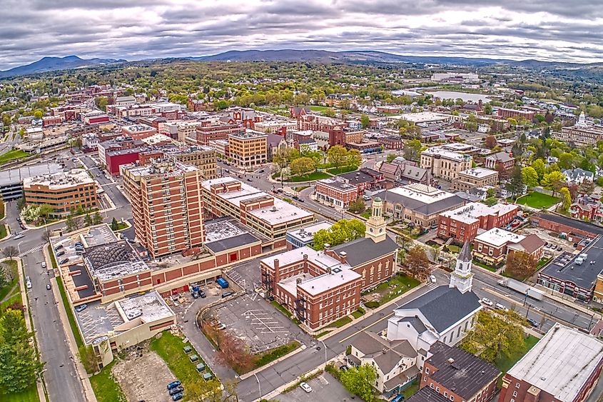 Aerial View of Downtown Pittsfield, Massachusetts 