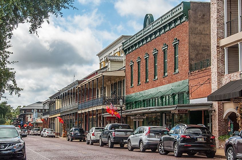 Historic Front Street in Natchitoches, Louisiana.