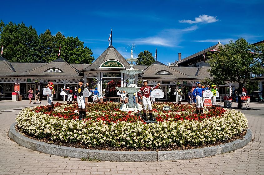Saratoga Race Course's iconic Marylou Whitney Clubhouse gate.