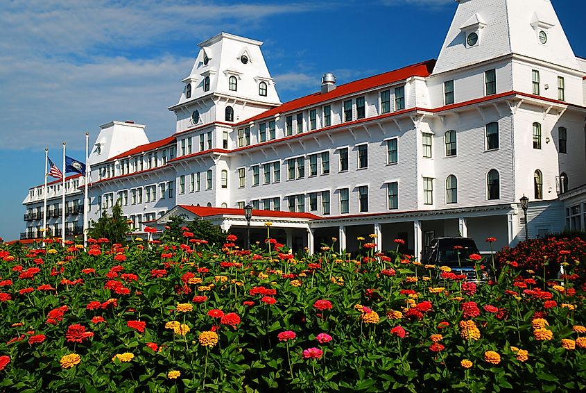 The Wentworth by the Sea Hotel, a historic grand hotel in New Castle, New Hampshire.