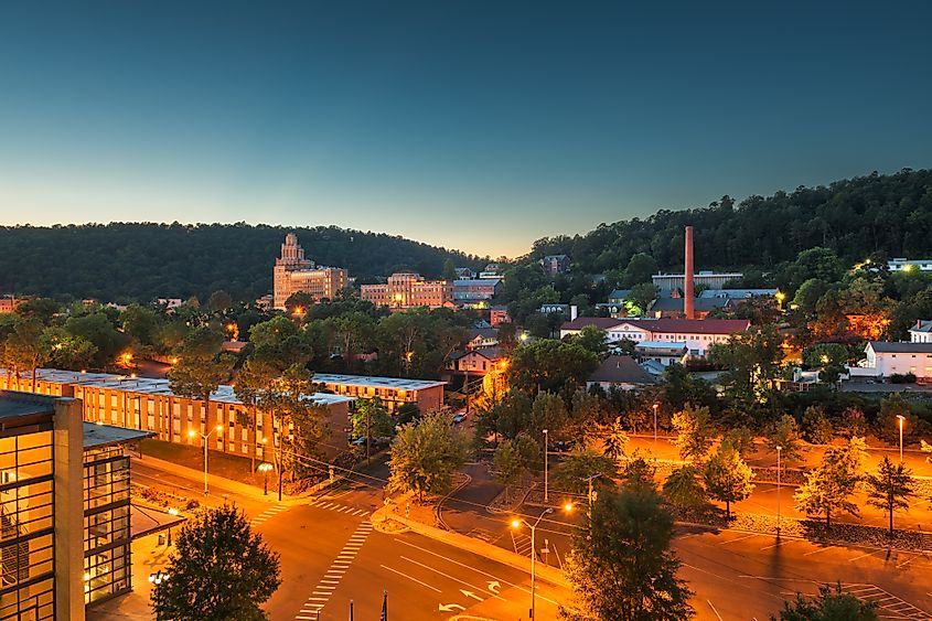 An aerial view of Hot Springs, Arkansas