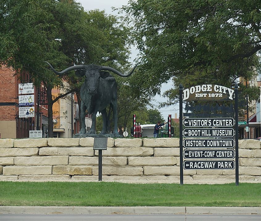 The El Capitan Longhorn Statue is one of the tourist attractions in Dodge City, Kansas.
