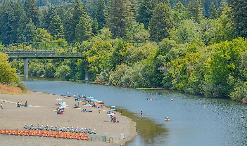 Beautiful Russian River flowing through Guerneville, California.