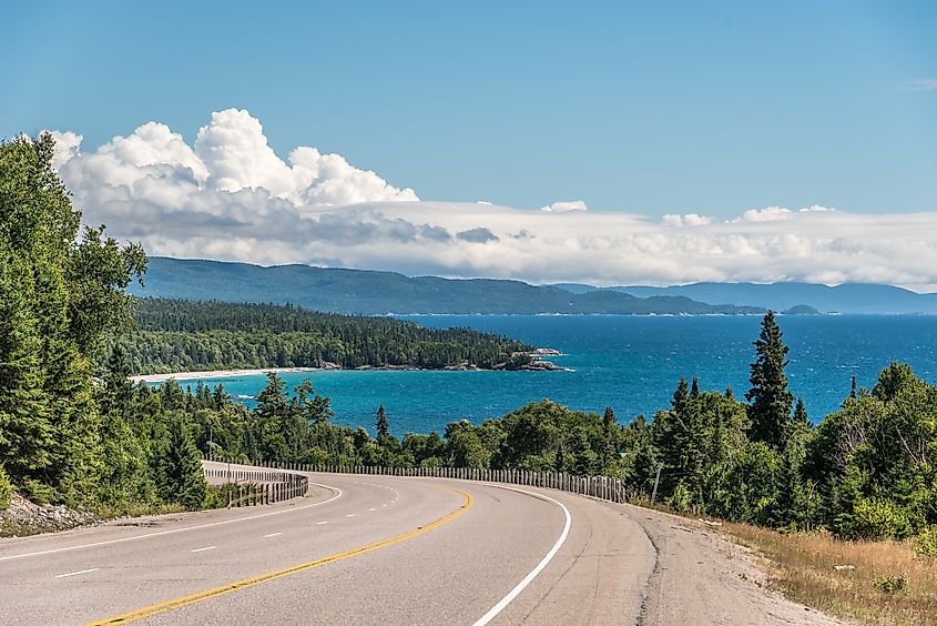 Trans Canada highway along Lake Superior east shore.