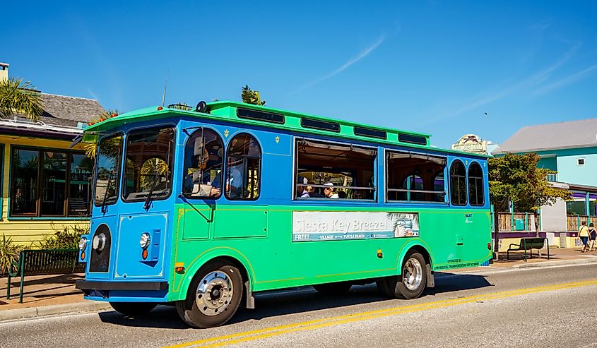 Siesta Key trolley on Ocean Blvd