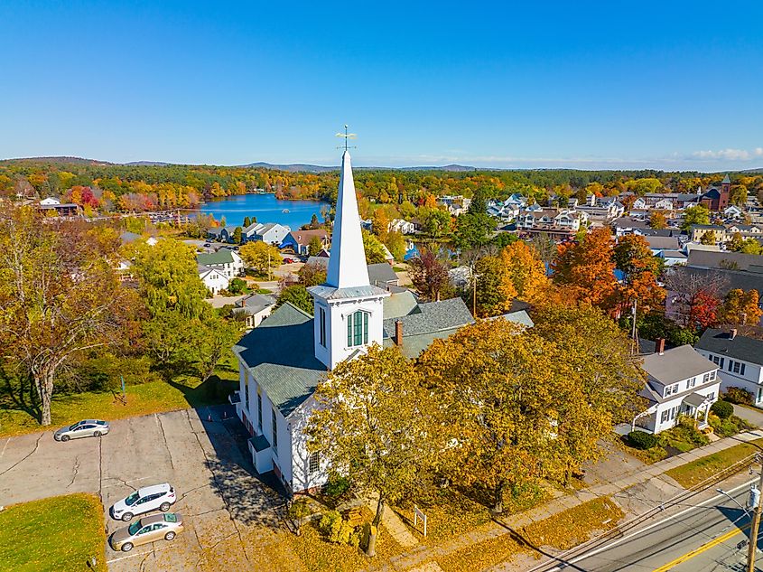 Historic town center of Wolfeboro, New Hampshire, USA.