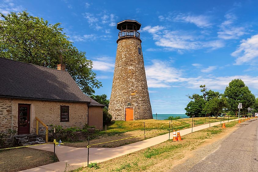 Barcelona Lighthouse in Barcelona Harbor on Lake Erie in Westfield, New York.