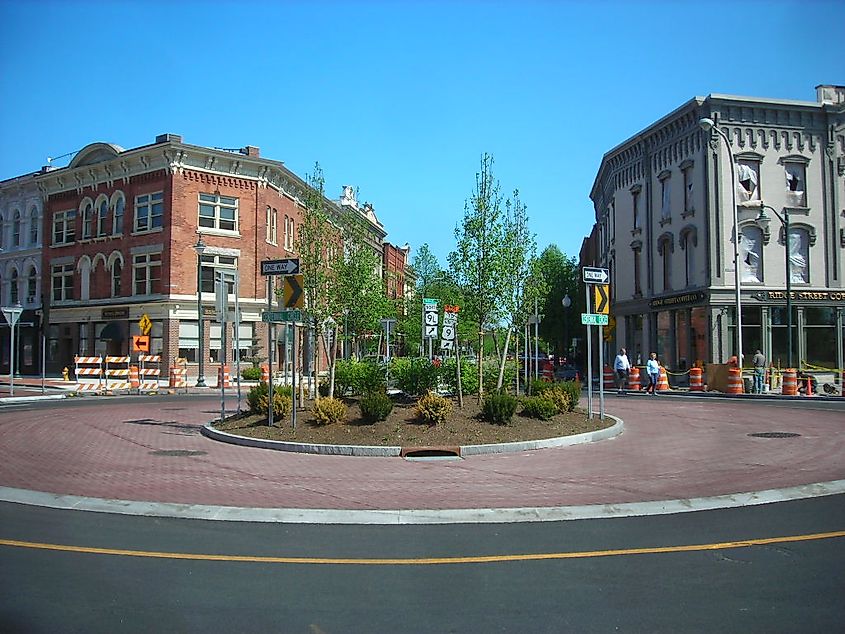 The charming downtown of Glen Falls, New York.