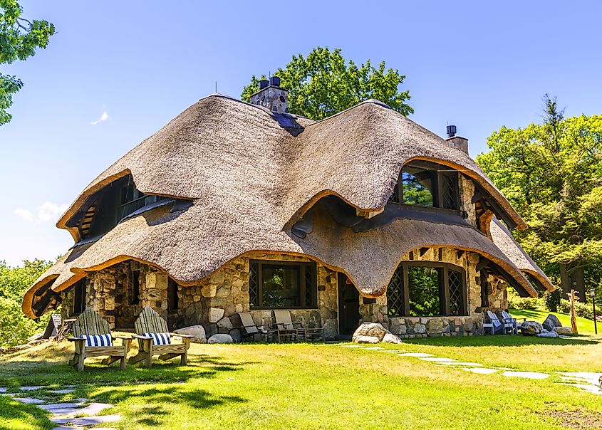 One of the unique "hobbit homes" that serve as a local attraction in Charlevoix, MI. Editorial credit: Alexey Stiop / Shutterstock.com