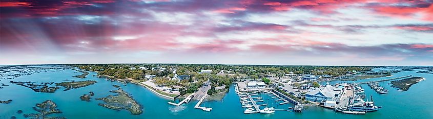 Panoramic aerial view of Georgetown, South Carolina. 