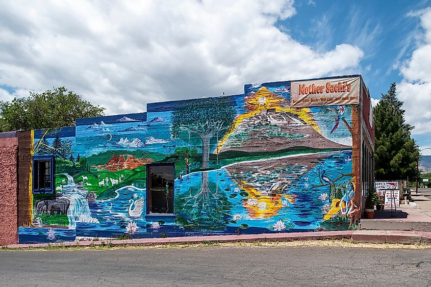 Colorful mural on side of building in Cottonwood, AZ. Editorial credit: Cavan-Images / Shutterstock.com