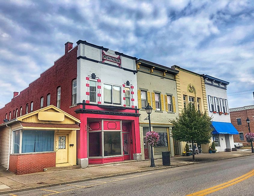 Downtown storefronts in Gallipolis, Ohio, USA. Editorial credit: Wendy van Overstreet / Shutterstock.com