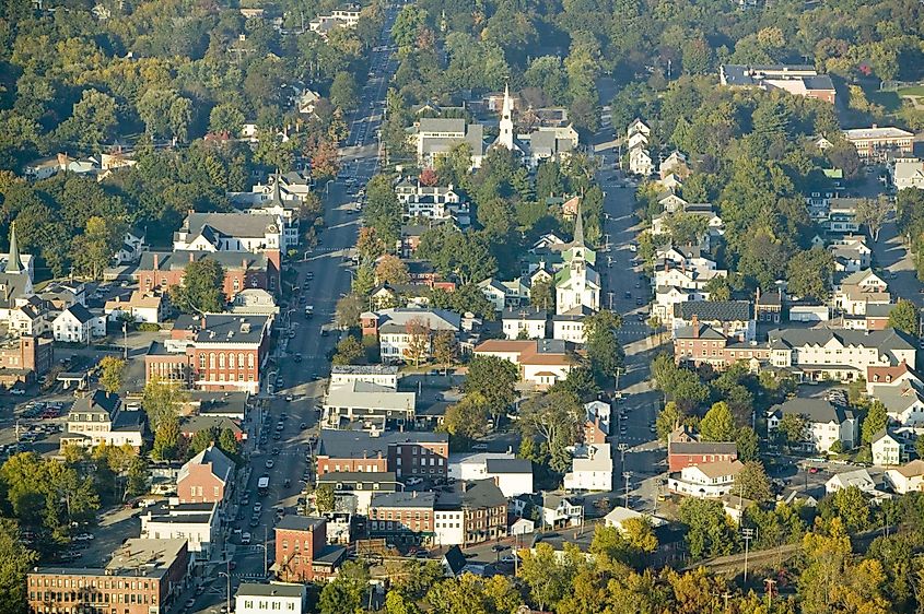 Main Street in the town of Saco, Maine.