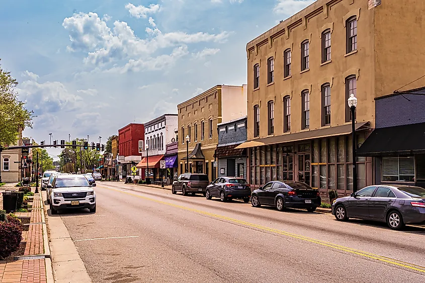 Main Street Emporia on a Cloudy Day in April.