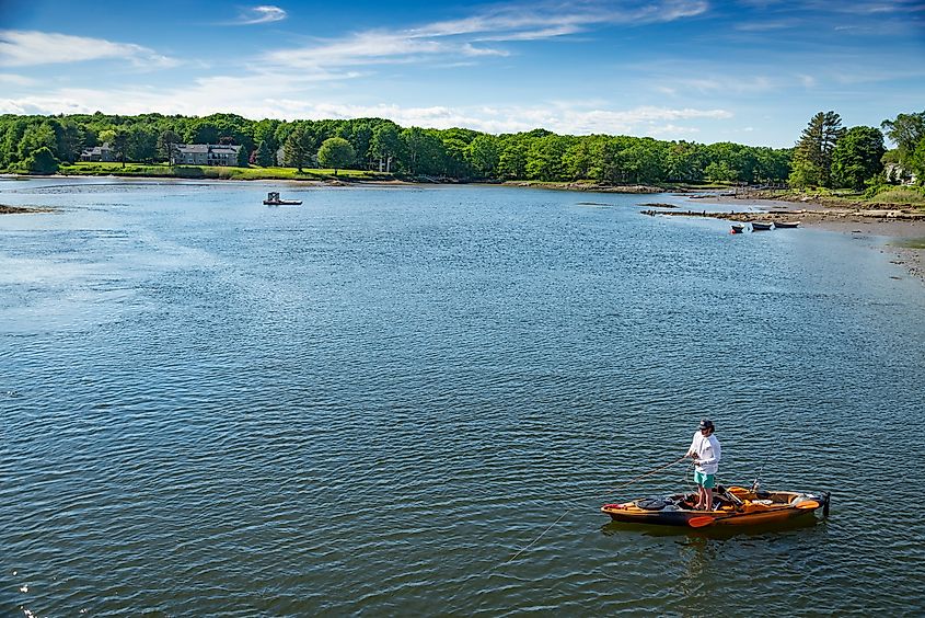 View of the coast along Kennebunk in Maine.