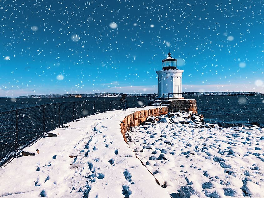 The Portland Breakwater Light (also called Bug Light) in South Portland, Maine