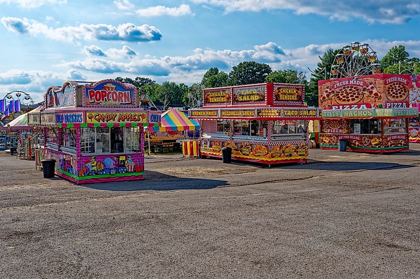 Vibrant food trailers in Cookeville, Tennessee.