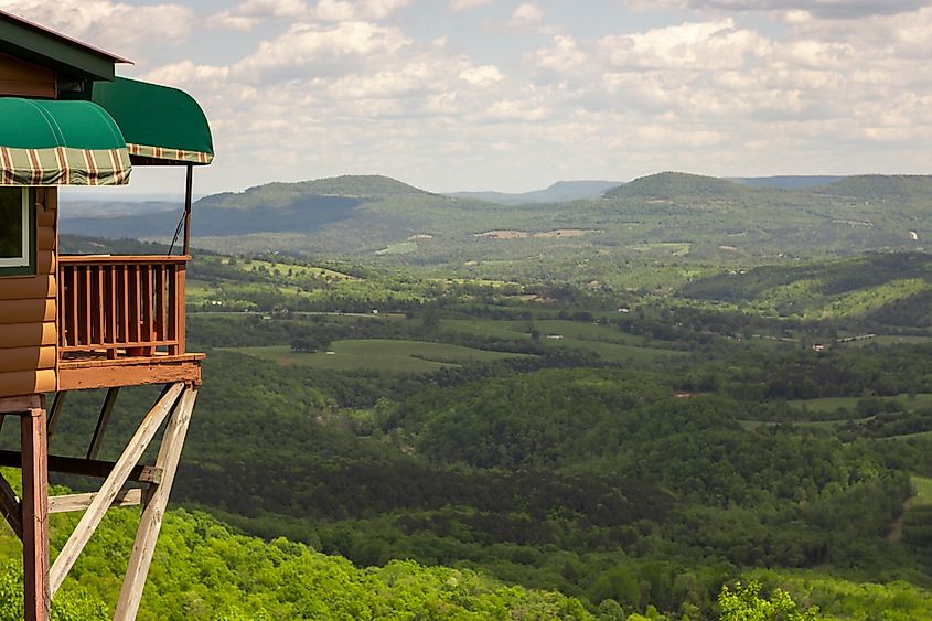 The scenic Ozarks from a clifftop inn near Jasper.