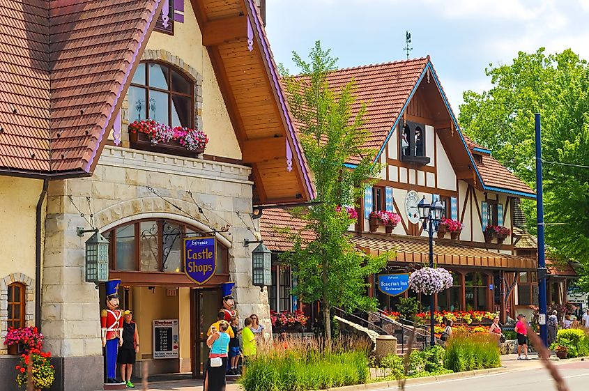 The Bavarian Inn, one of the main restaurants and attractions in Frankenmuth, Michigan. Editorial credit: Kenneth Sponsler / Shutterstock.com