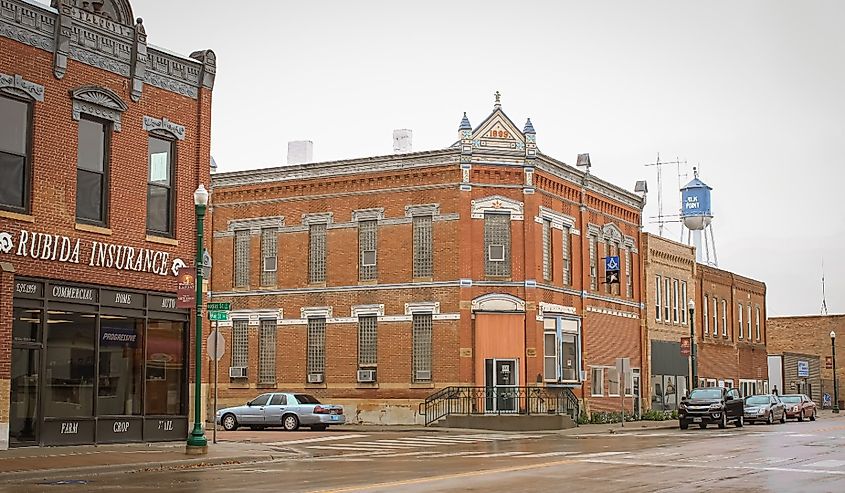 Downtown street in Elk Point, South Dakota.