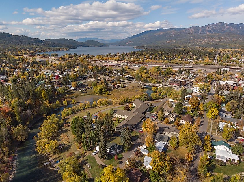 The beautiful town of Whitefish in fall.