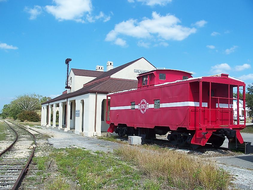 The historic railroad depot in Lake Placid, Florida.