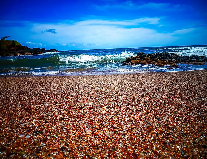 The Glass Beach on Kauai Island.