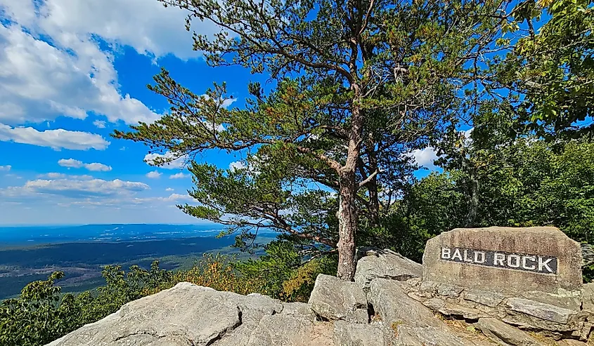 Overlook from Bald Rock in Cheaha State Park, Delta, Alabama.